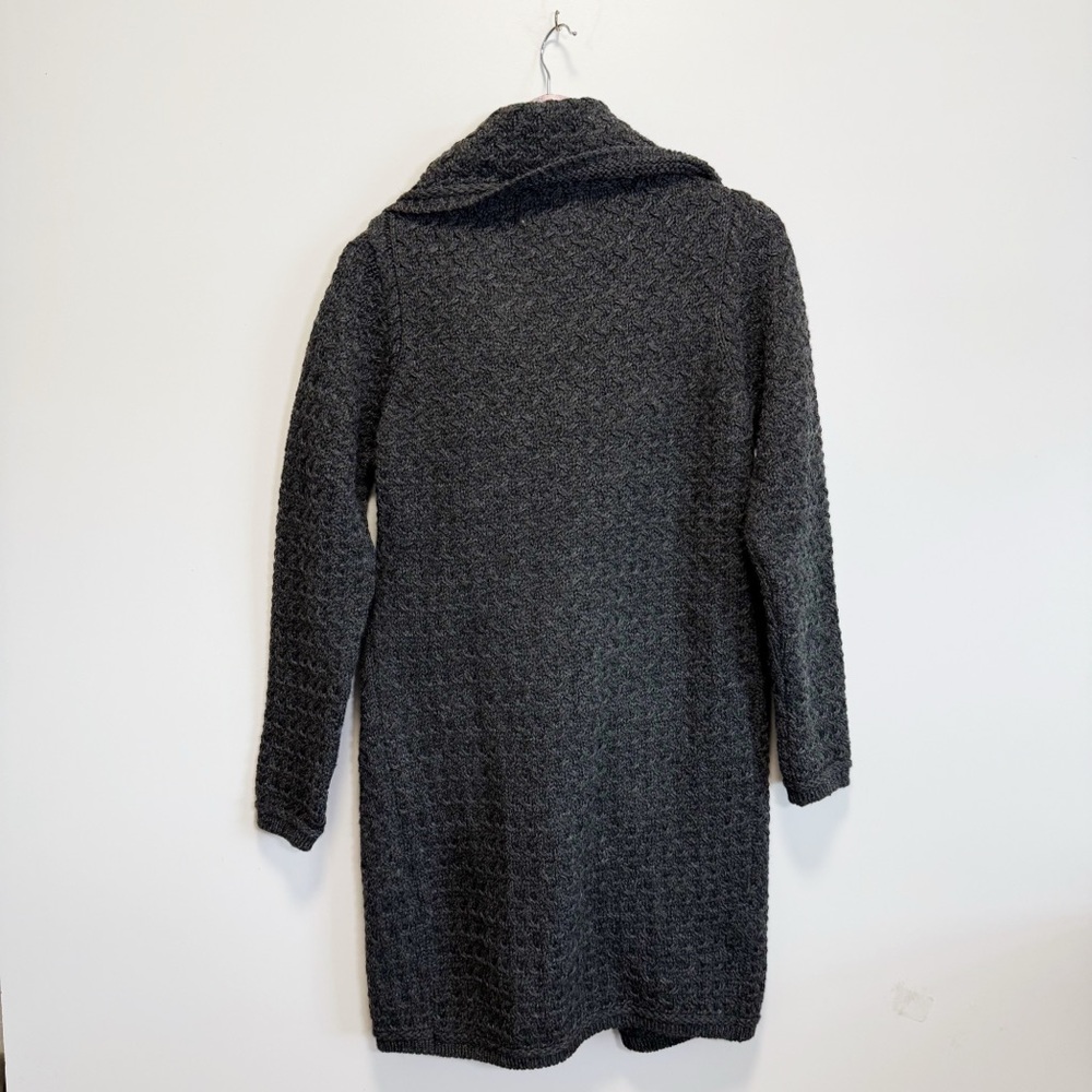 ARAN Sweater Market Ireland Wool Wrap Coat Textured Women’s Small Gray Graphite - Picture 10 of 10